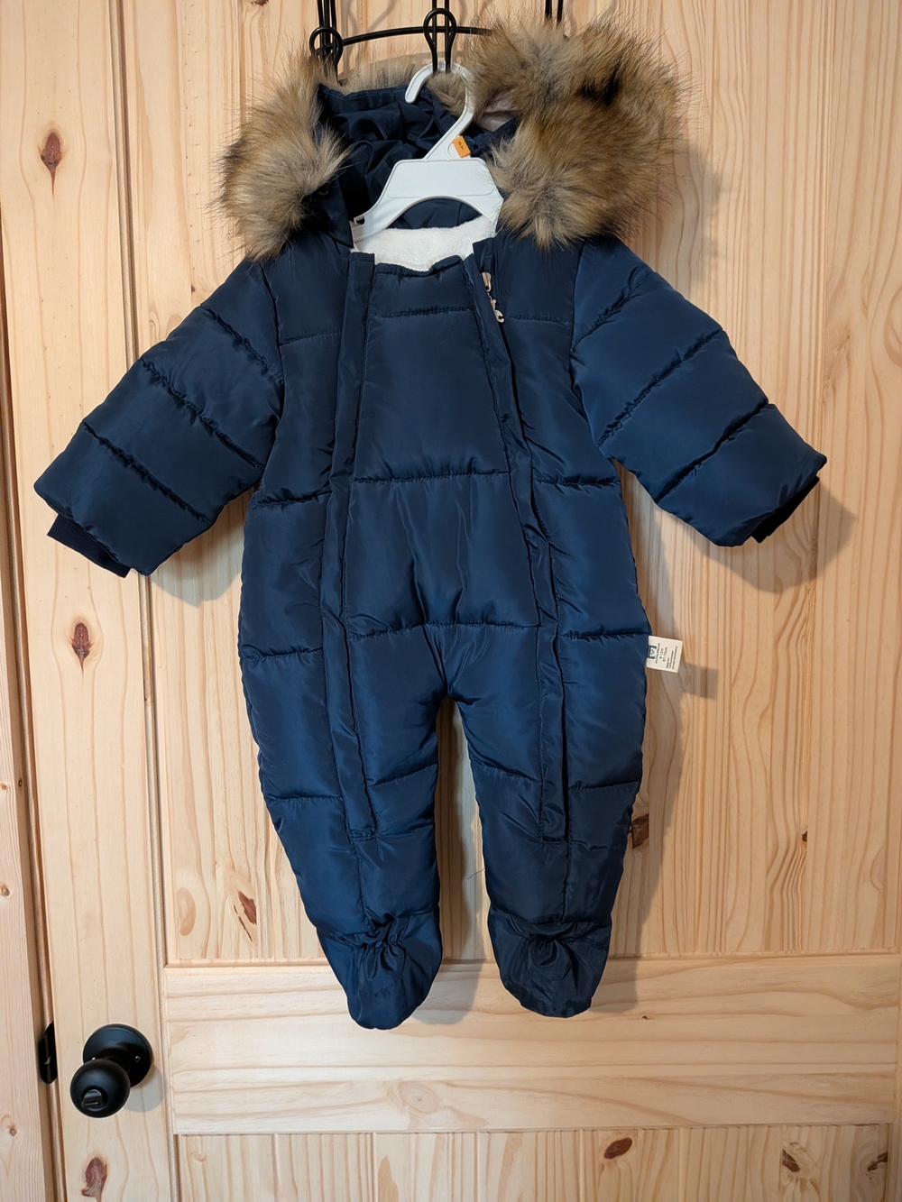 Navy Blue Puffer One-Piece Snowsuit for Kids 9/12 Month